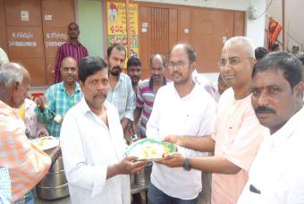 Providing meals to residents of cyclone hit Srikakulam district