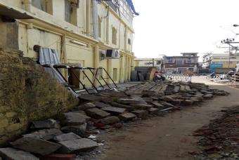 Kitchen's backside boundary wall - approx. 50 Ft broken