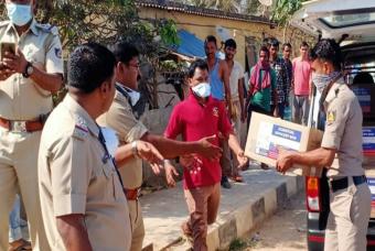 Bengaluru Police Officers help with the relief effort