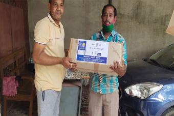 Relief materials being distributed
