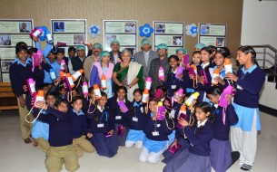 Sudha Murty interacts with Akshaya Patra beneficiaries